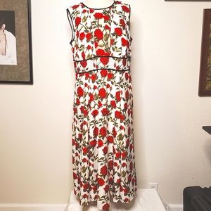 Rose Print Midi Dress